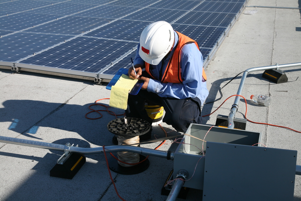 Completed solar panel installation on rooftop