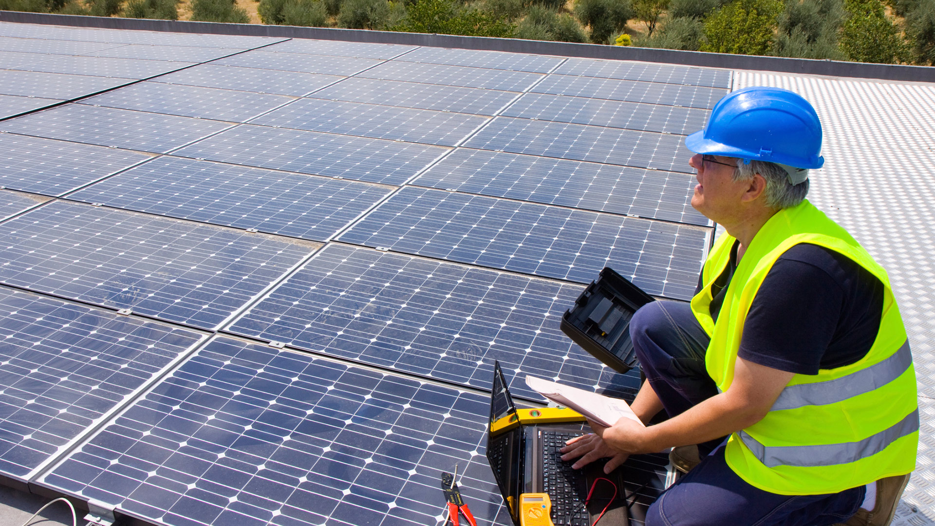 Solar panels on residential rooftop